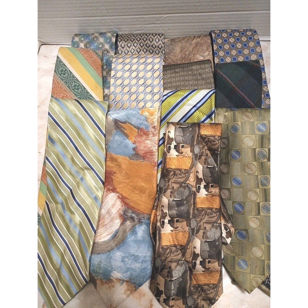 Lot Of 13 Mens Ties Greens